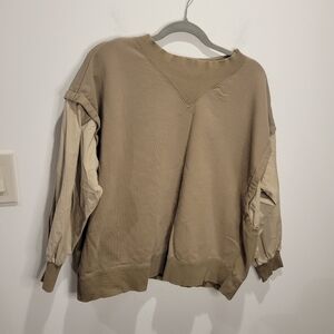 F/ce Unisex Size Small Beige Ribbed Knit Sweater